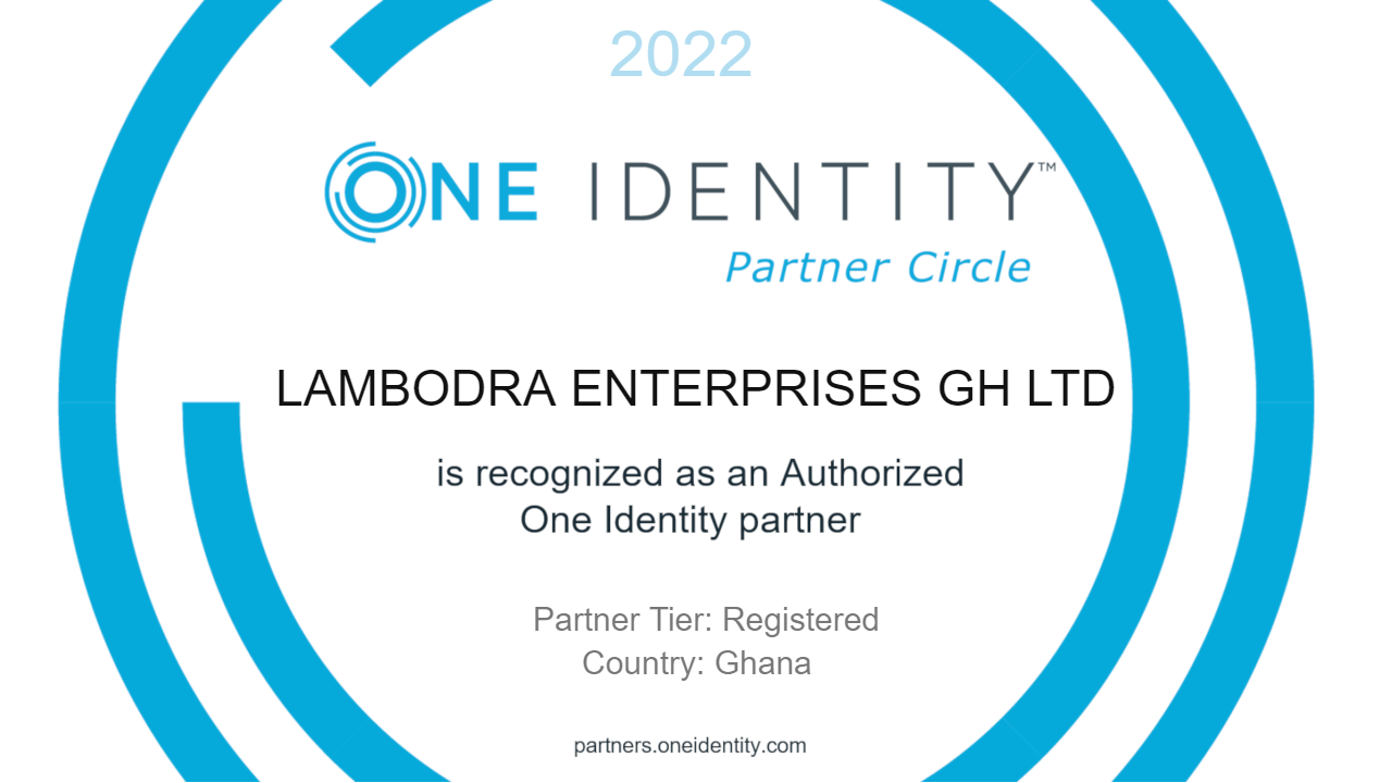 Lambodra Group - Partnership Winning Certificate - One Identity Partner Circle