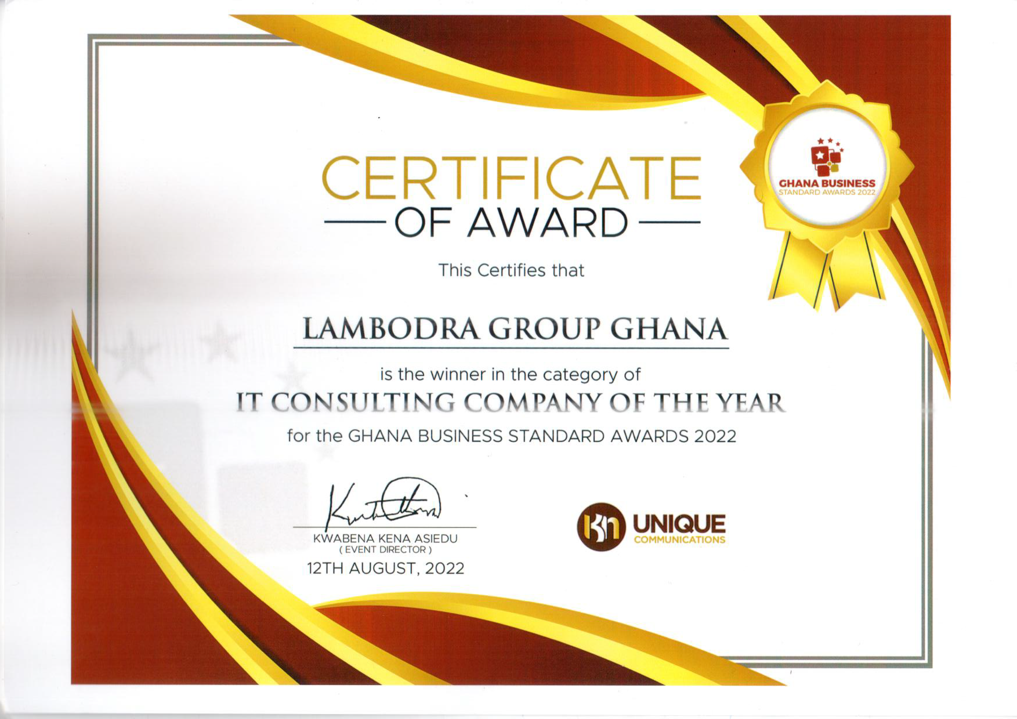Lambodra group - Award wining Certificate 2